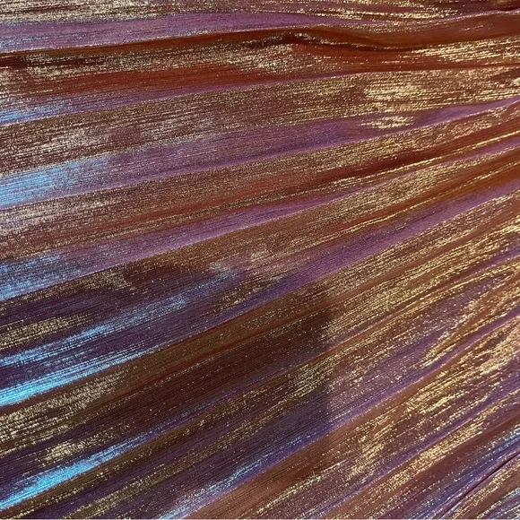 Metallic Rose Gold Pleated Party Dress - Picture 3 of 4